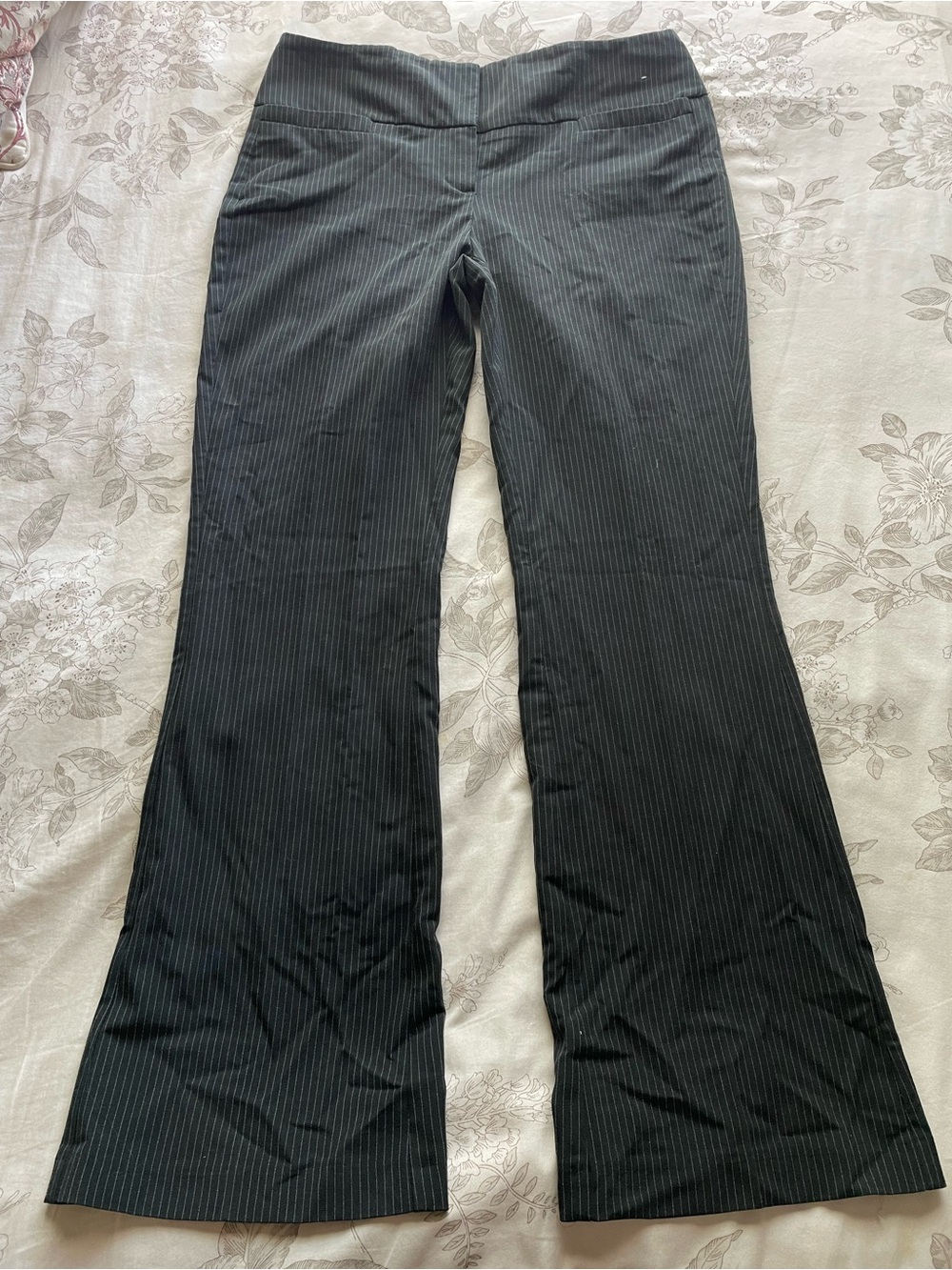 Y2K Black Low Rise Pinstripe Bootcut Pants 2 Petite Office Siren Lorelei Gilmore